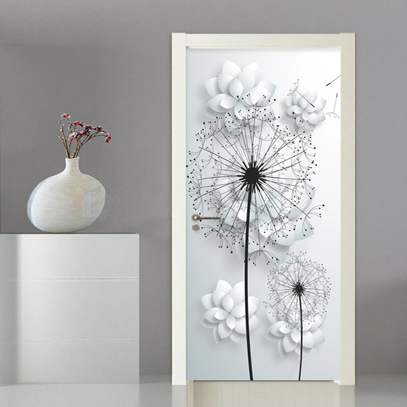 Mural de vinilo 3D con diente de león para puerta, adhesivo de PVC autoadhesivo para decoración del hogar, sala de estar, dormitorio, impermeable, Moderno