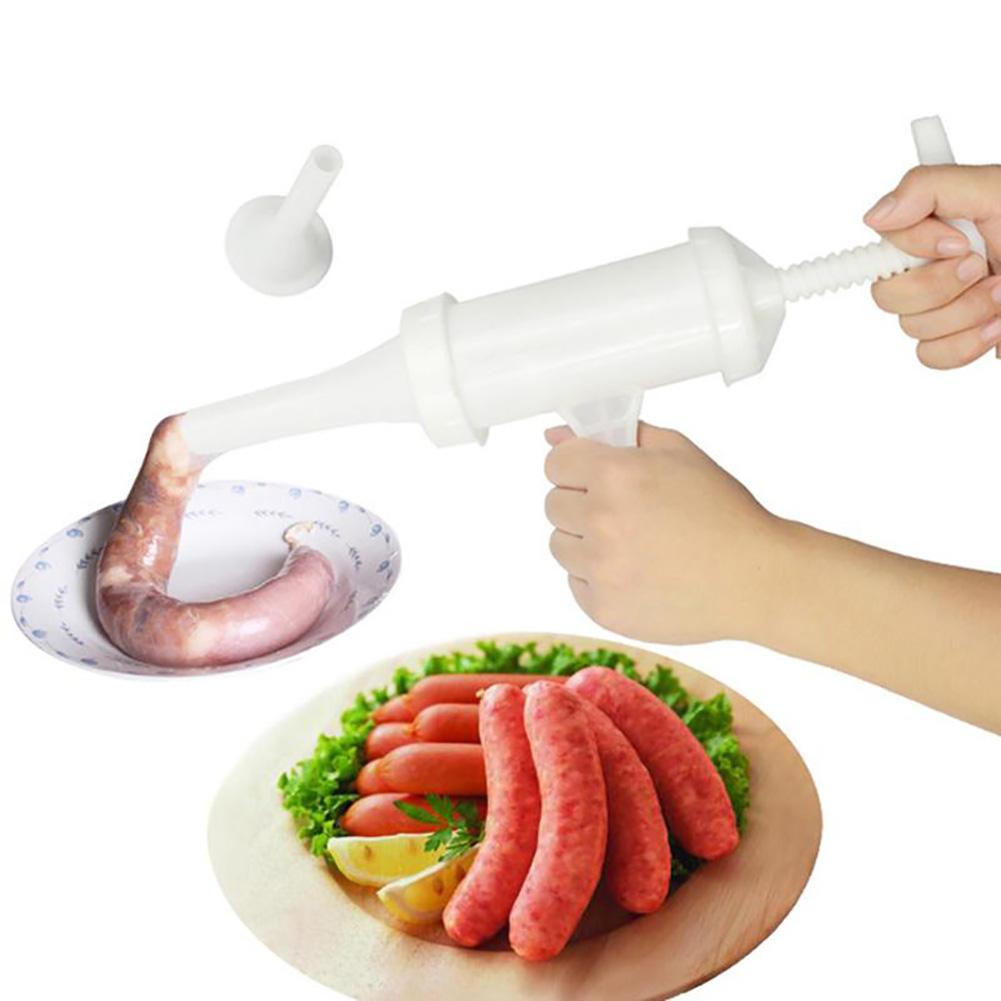 25*6.5CM Meat Stuffer Portable Ham Funnel Meat Fillers Machine Hand Operated Nozzle Manual Press Sausage Maker Plastic