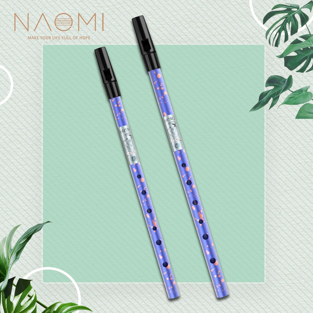 NAOMI Blue Irish Whistle C&D Keys Penny Whistle 6 Holes Flute For Celtic & Folk Music Student Whistle