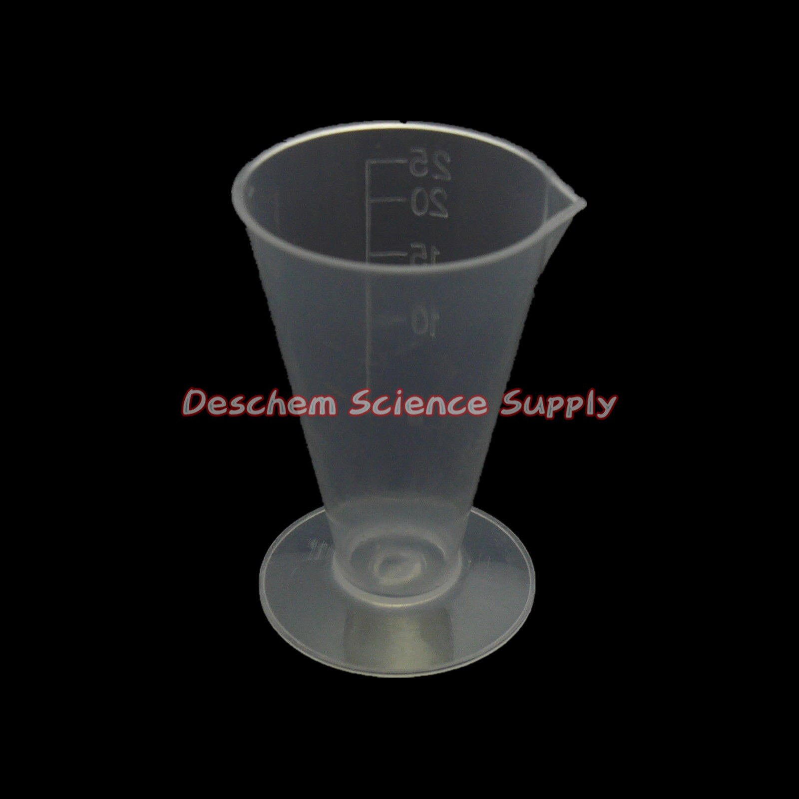 2PCS 25mL Plastic Conical Measuring Cup Lab Chemical Plasticware