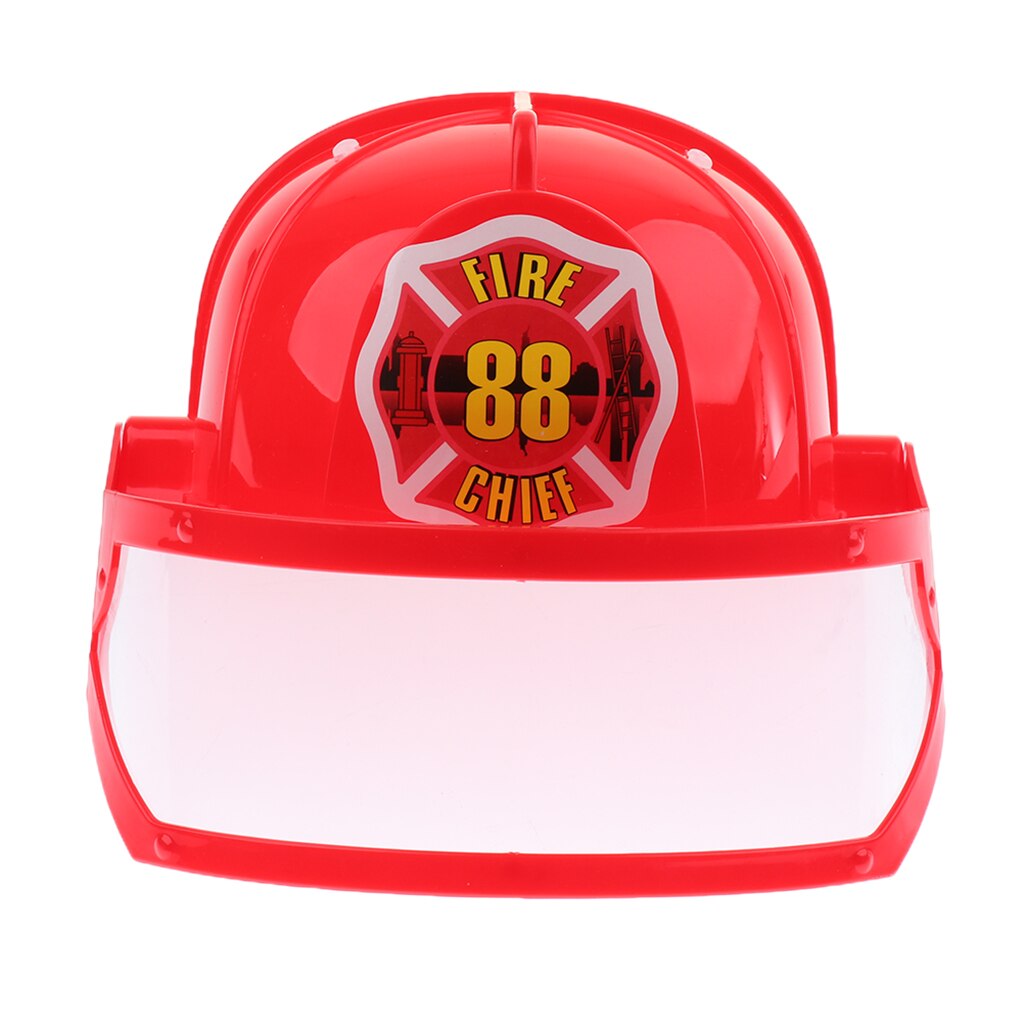 Kinder Feuerwehrmann Helm Feuerwehr Hut Phantasie Kleid Zubehör Kinder Halloween Partei Rolle Spielen Spielzeug-Rot