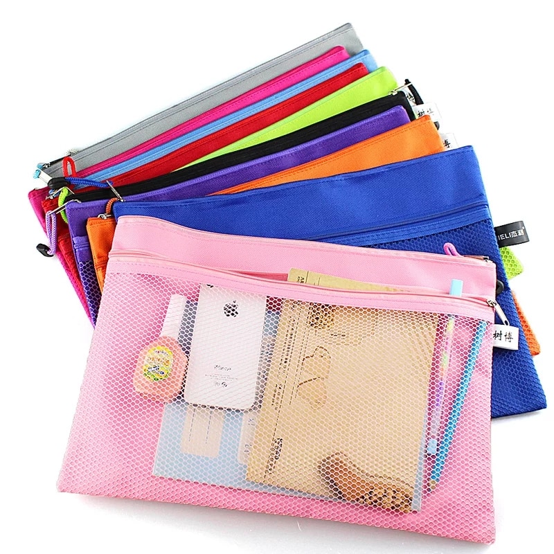 Bolsa de lona con cremallera A4, organizador de papel para documentos, bolsa protectora de almacenamiento, papelería, 2 capas, resistente al agua, novedad, 1 ud.