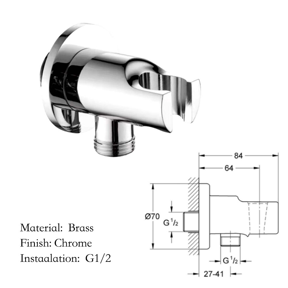 Solid Brass Bathroom Shower Head Connector /Holder with Water Outlet, Wall Mounted Connector Bracket For Shower Accessories: Model 10