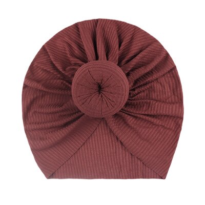 Neugeborenen Baby Stricken Hut mit Donuts Bogen Infant Krankenhaus Hut Baby Warm Beanie Bögen für Headwear Strick Headwrap Turban: Maroon