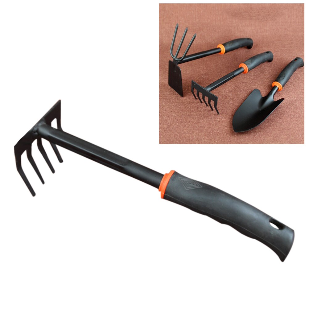 1 Pc Garden Small Mini Steel Rake Short 5-Prong Firm Grip Rubber Handle Garden Tool Claw Rake Cultivator