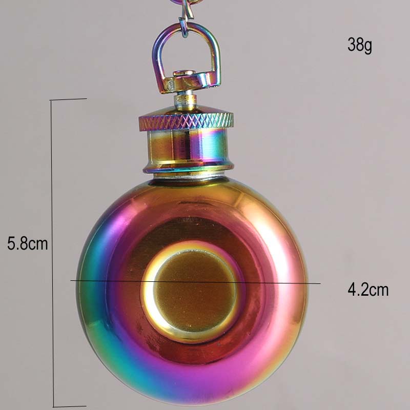 BalleenShiny-Mini Petaca redonda de acero inoxidable, 1oz, 28ml, con llavero, licor, whisky, vino, olla, vasos y botellas pequeños