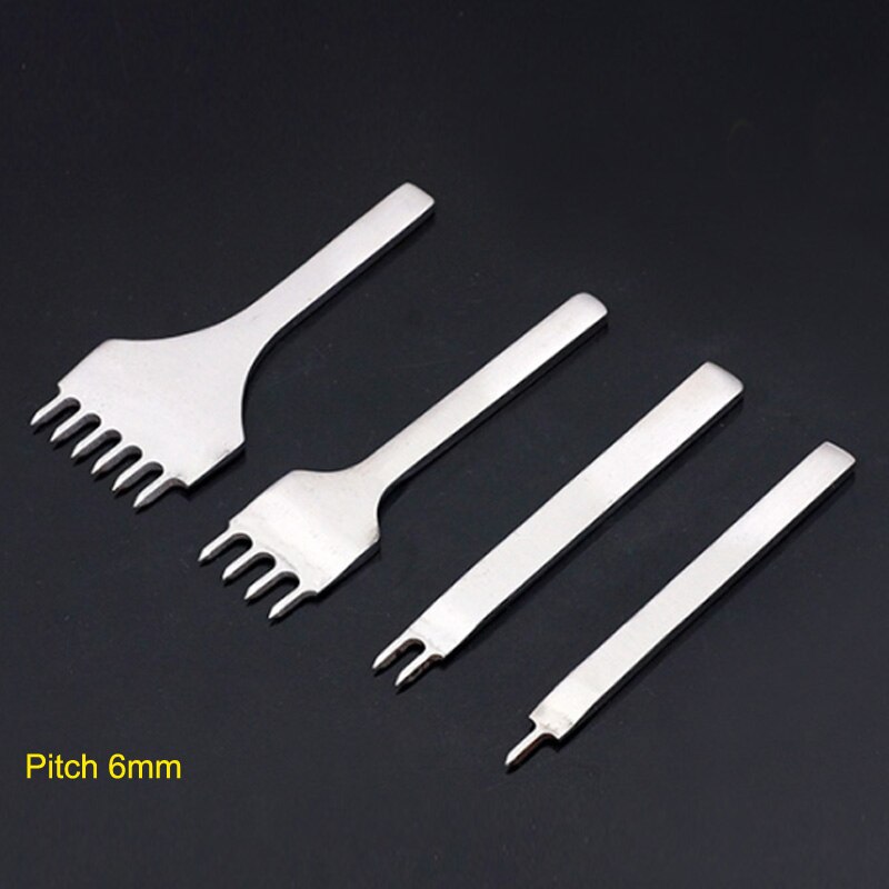 Leather Stitching Hole Punches Punch Tool Hand Sewing Prongs Leather Craft Tools Leather Belt Metal White Steel 4 Pcs: 6mm