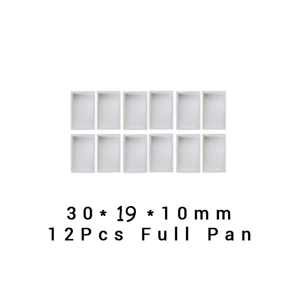 6/12/24/36/48pcs Empty Full/Half Pan White Half Pans Paint Plastic Watercolor Paint Grid Half Pans Artists Palette Art Supplies: Full Pan 3.2ml 12pcs