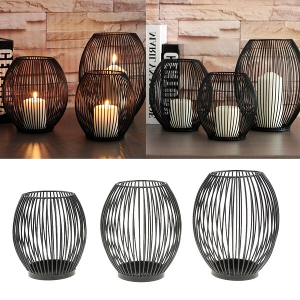 Fer creux lanterne ombre bougie porte-Cage chandelier décor à la maison pièce maîtresse