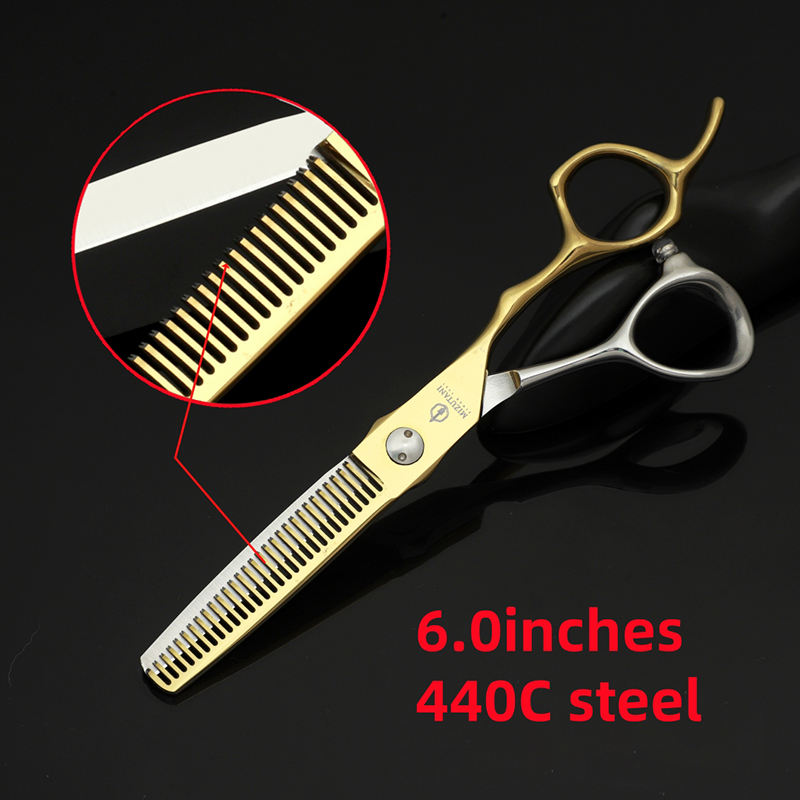 Kappersgereedschap, kappersbenodigdheden, salonschaar, uitdunschaarset,  of 6.0 haarscharen van 7 cm.: Roze