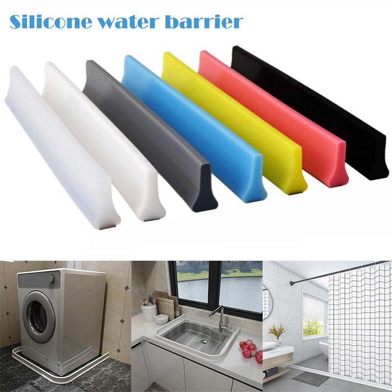 Shower Door Dam Water Stopper Collapsible Shower Threshold Water Barrier for Bathroom Kitchen NE