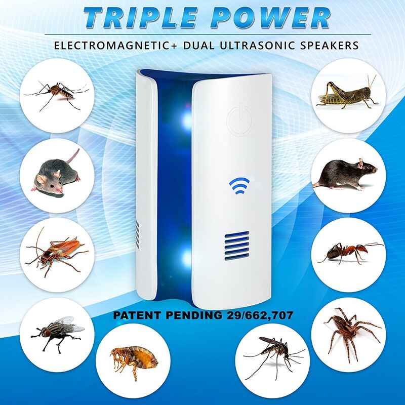 Controle eletromagnético ultrassônico repelente de pragas, plug in casa interior e exterior repelente, se livrar do mosquito, formiga, pulga, rato