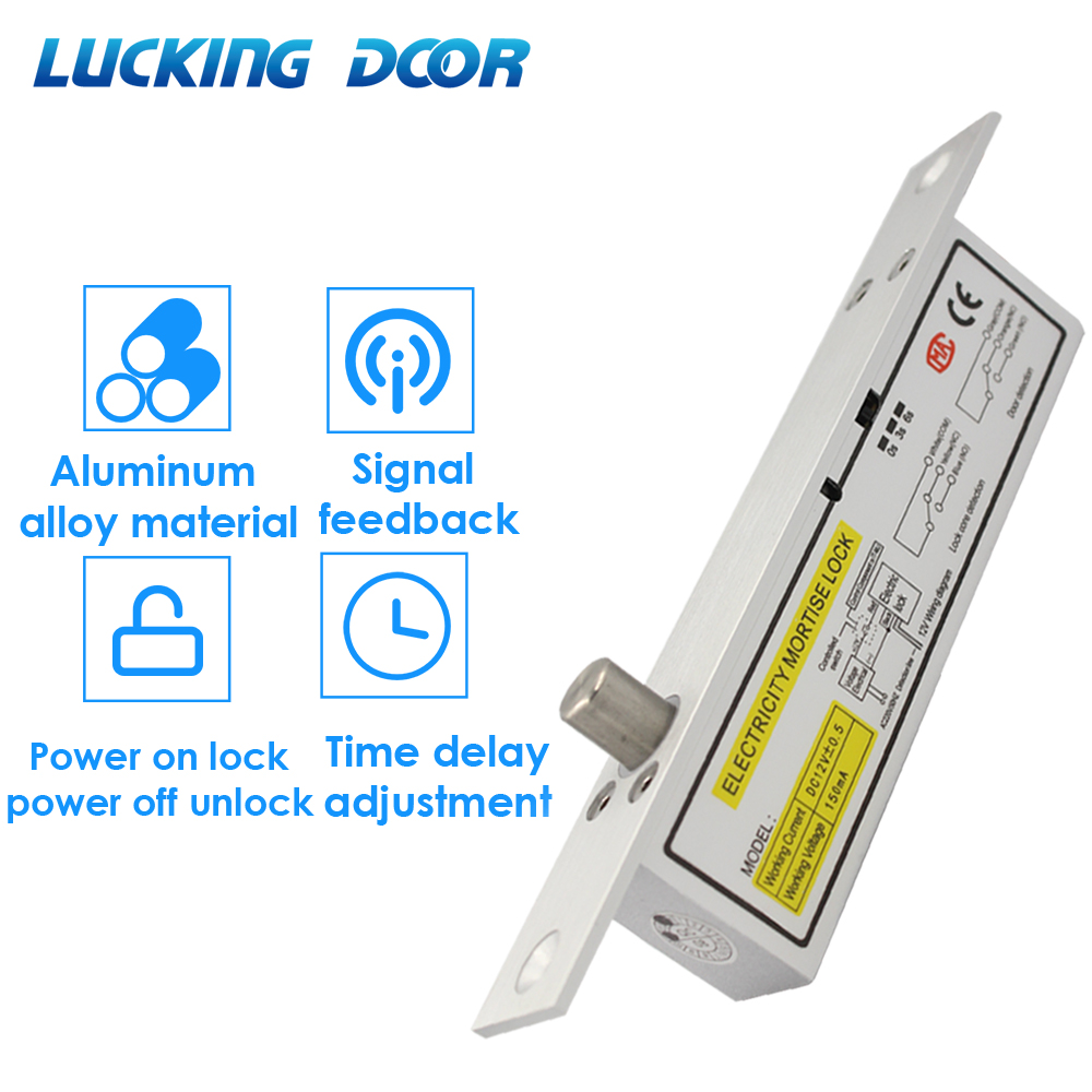 NC/NO Output DC12V Electric Lock Magnetic with Timer Mortise Door Lock Fail Safe fail Secure Bolt Mortise Door Lock 8 wires