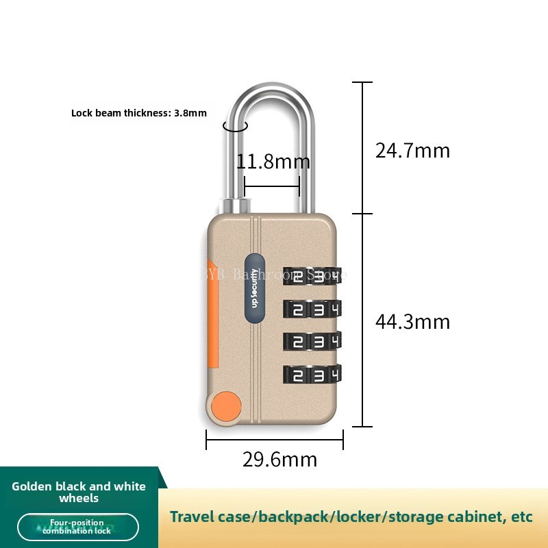 Concept Color 4 Digit Combination Lock Anti-theft Safely Code Lock Travel Luggage Suitcase Lockers Zinc Alloy Padlock: Gold