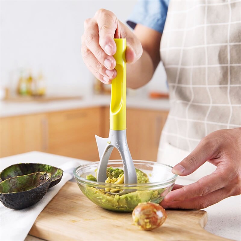 QueenTime Kunststoff 3in1 Avocado Splitter Apfel Kirsche Pitter Corer Mango Zellstoff Schneidemaschine Stampfer Obst Gemüse Werkzeuge Küche Spielereien