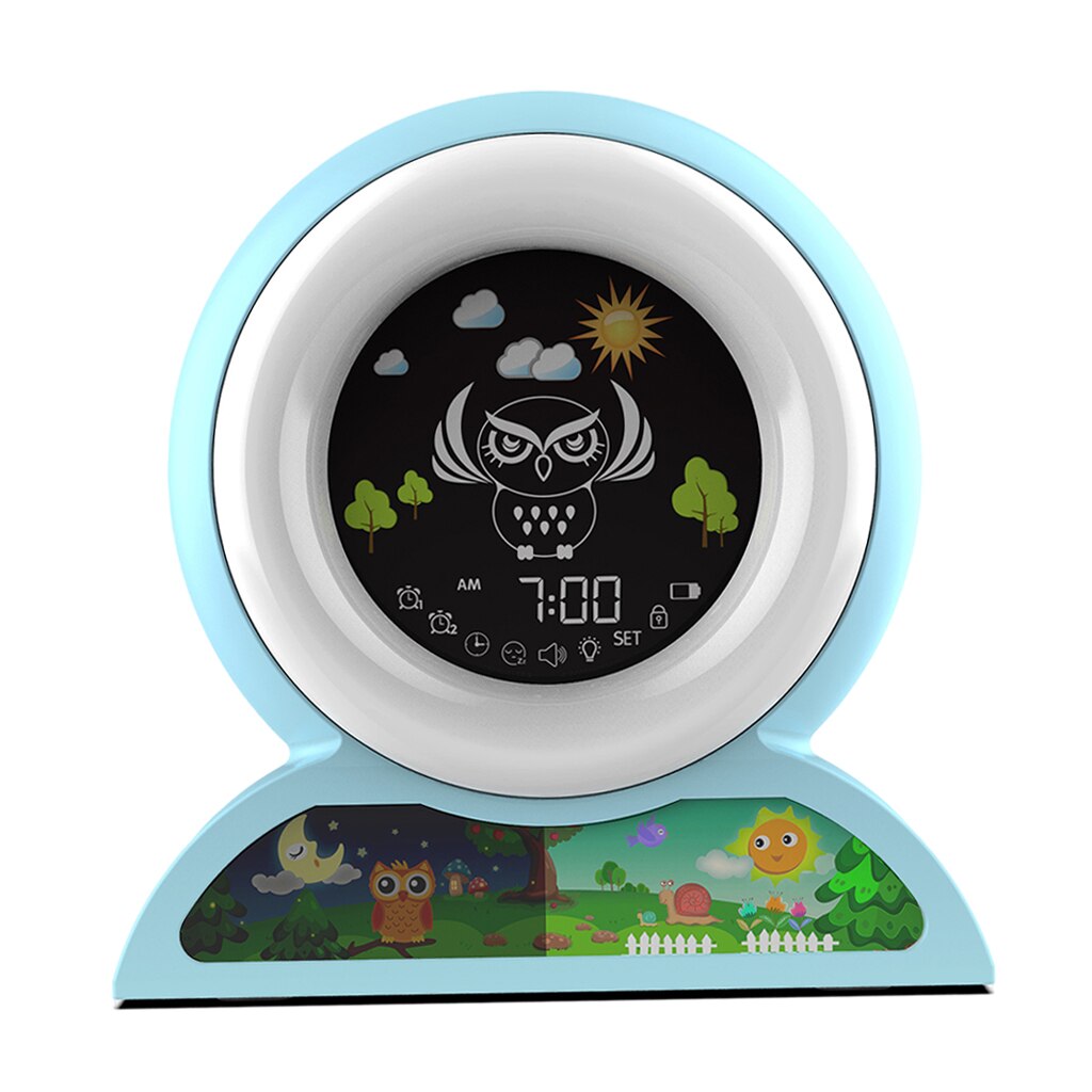 Kids Wake Up Alarm Clock Bedroom Bedside Digital Clock 5 Color Night Light