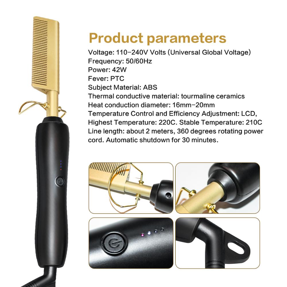 Alisador de cabelo alisamento escova plana ferros aquecimento quente pente cabelo em linha reta styler ondulação curler cabelo pente # wa1
