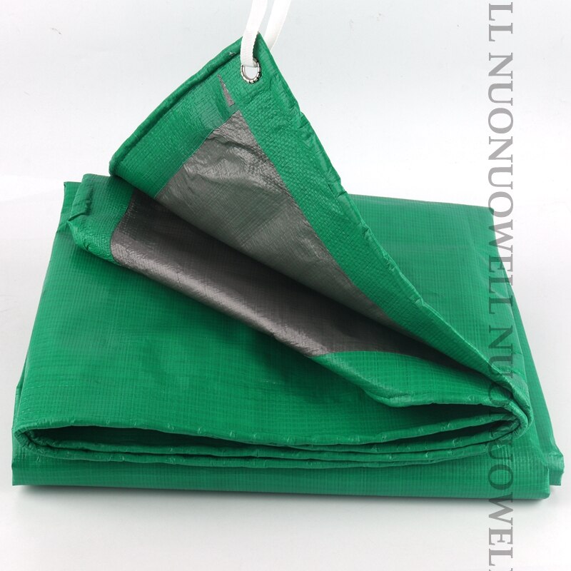Tela impermeable para camiones, 0,32mm de espesor, lona verde y plateada PE, tela impermeable para jardín