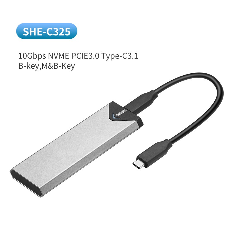 SSK M.2 SATA/NVME SSD Gehäbenutzen M.2 auf USB Typ C 3,1 SSD Adapter für NVME PCIE M Schlüssel NGFF SATA B Schlüssel SSD Disk Kasten M.2 SSD fallen: Sie-C325
