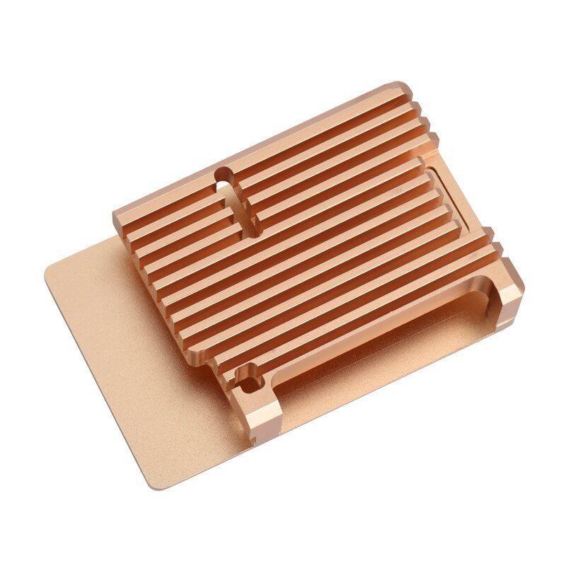 Raspberry Pi 4 Metal Shell Gold Aluminum Case Cooling Enclosure Cover with fan Optional for RPI 4 Model B
