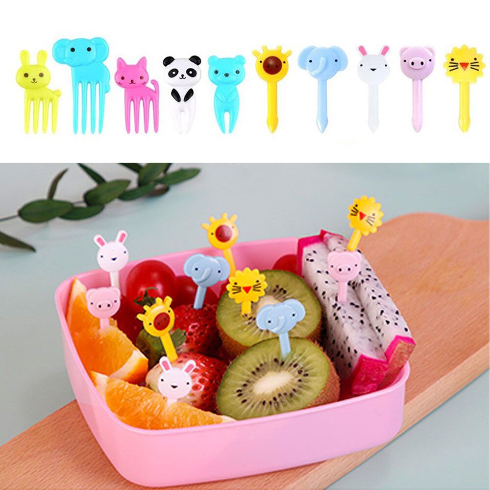 10/30Pcs Bento Gemüse Geschirr Nette Mini Kleinkind Kinder Obst Gabeln Zahnstocher Kinder Essen Picks Cartoon Tier Bauernhof