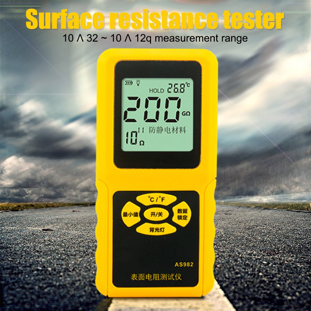 Handheld Surface Resistance Meter LCD Display Ground Resistance Test Tool AS982 --M25