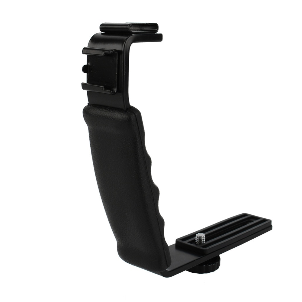 Photo Flash Video Camera Grip Handle L Shape Type Tripod Bracket With 2 Standard Side shoe Mount the holder DSLR