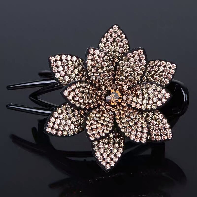 Strass Blume Schnabel Haar Krallen Weibliche Jahrgang Haar Clips Haarnadel Haar Zubehör glänzend Headwear Neue: champagner