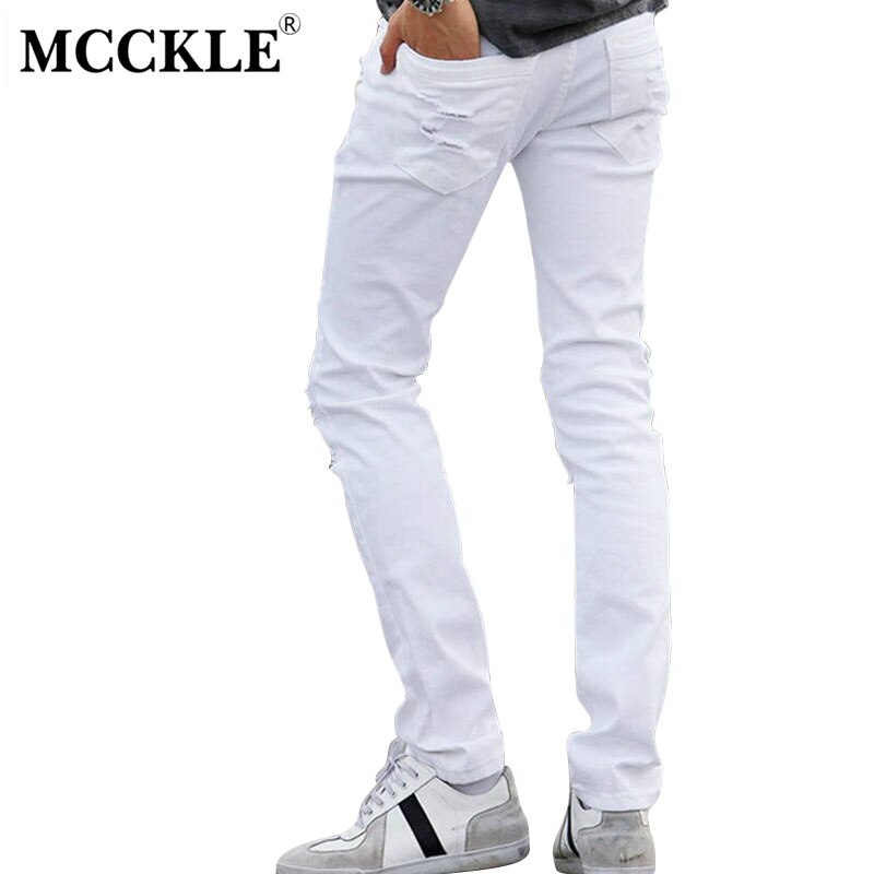 Witte jeans gaten herenbroek denim hiphop gescheurde bodycon skinny broek voor heren zomer streetwear kleding mannelijk