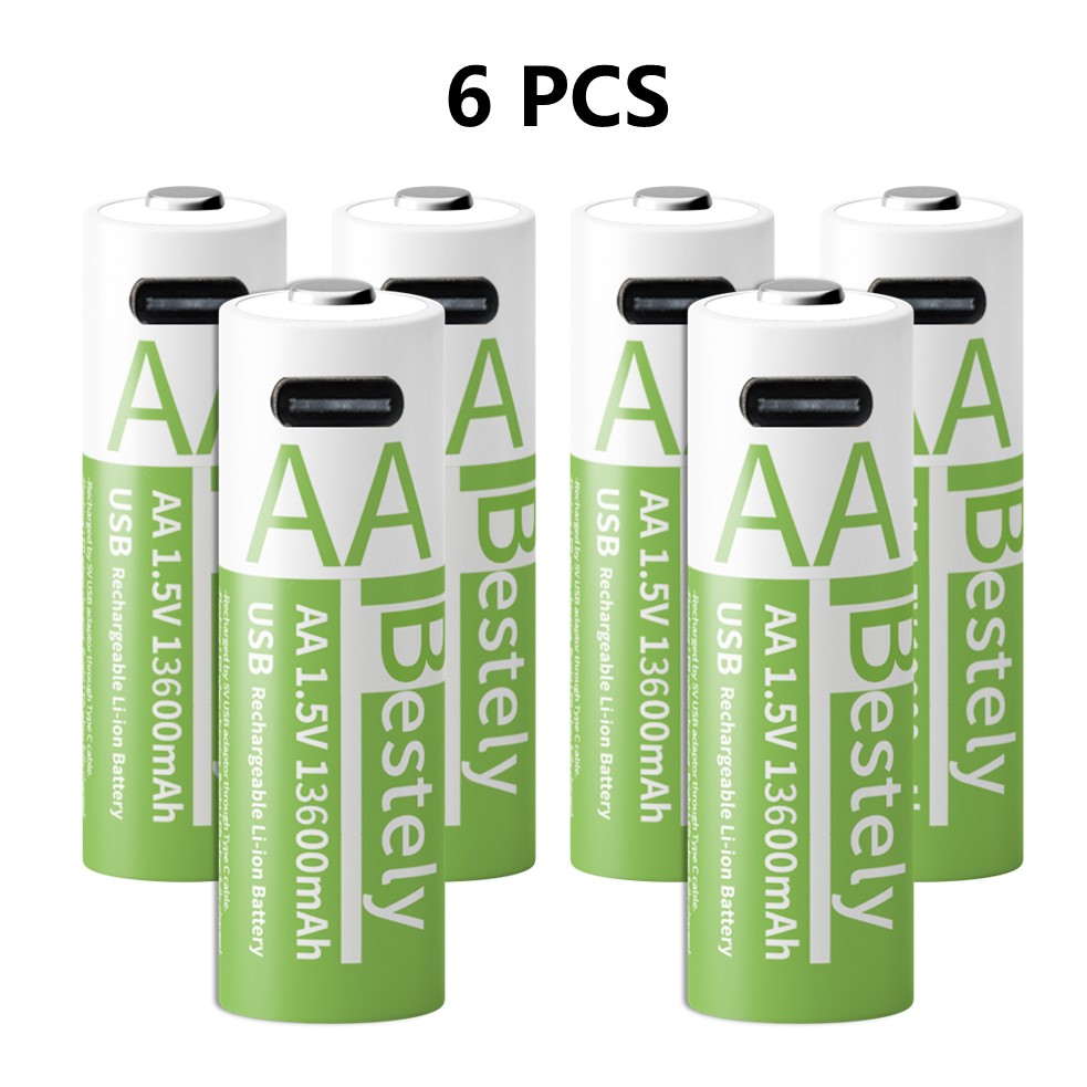 2025 nuevas pilas recargables AA, batería de litio de alta capacidad de 13600mAh 1,5 V, batería doble A para linternas, cámara, Radio: Beige