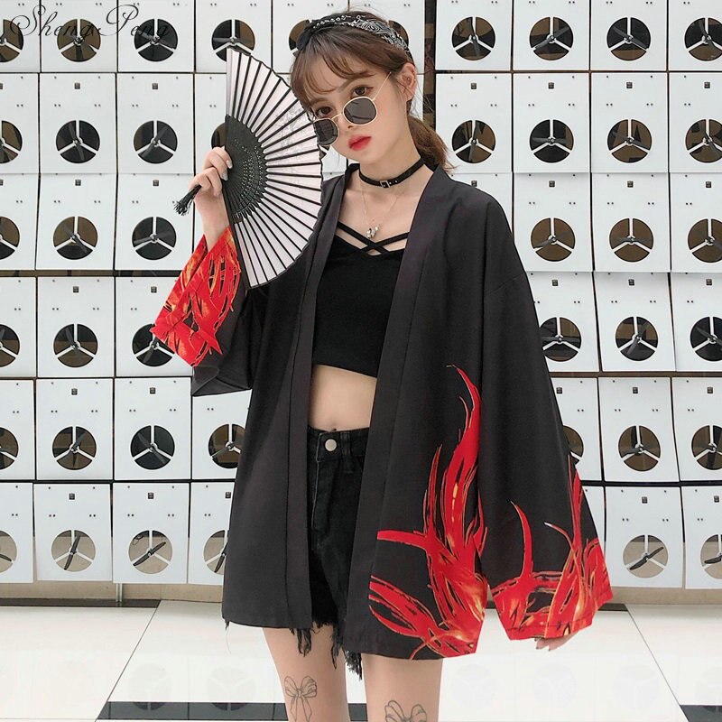Kimono japonés tradicional Yukata nuevas mujeres Casual Anime estampado camisa ropa kimonos tradicionales hombres V1774