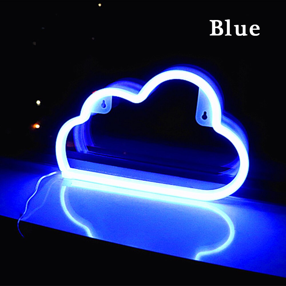 Sky neonskilt ledet neonlys værelse indretning til børn sengelekture natlys batteri strøm bar klub ktv vægdekoration bordlampe: Blå
