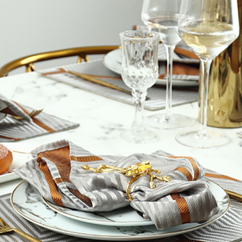 1 stuk eenvoudige gestreepte tafellaken servetten hotel bruiloft servetten placemat warmte-isolerende tafeldecoratie matten