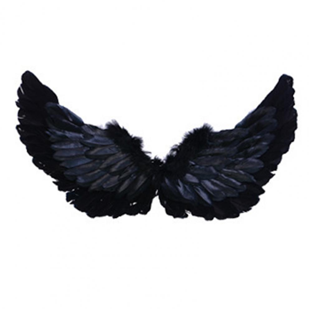 Alas de Ángel de colores brillantes, alas de plumas de Ángel, disfraz ligero, accesorios de fotografía para Cosplay con correas elásticas: Negro