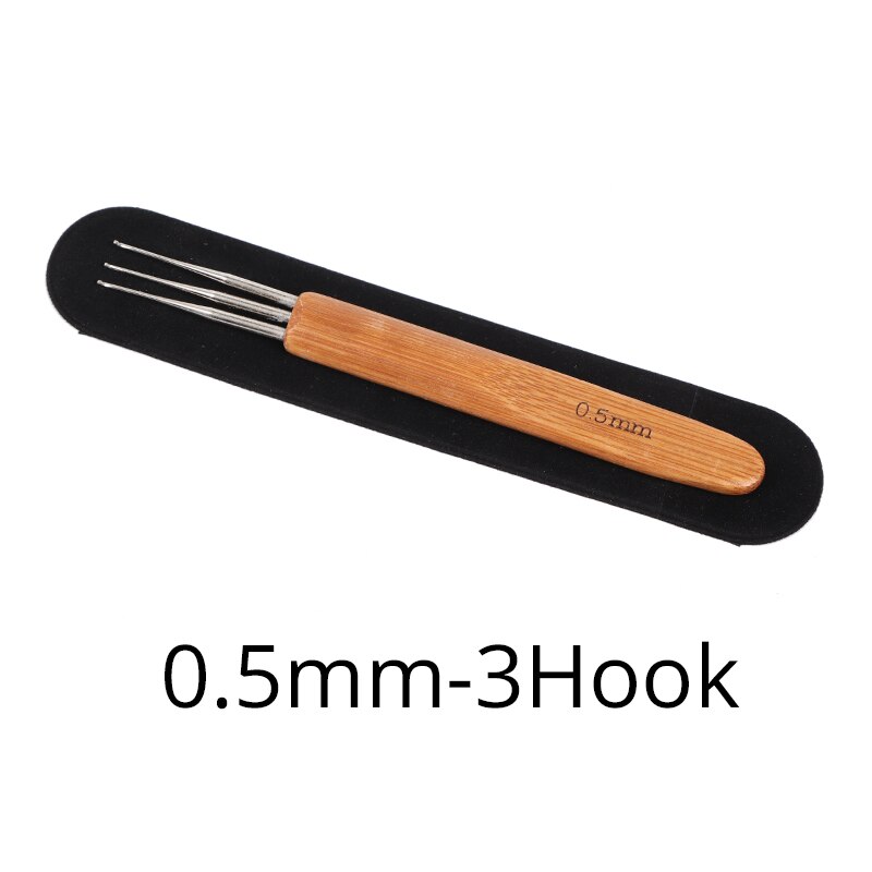 (1 gancho, 2 ganchos, 3 ganchos), 3 unids/lote, herramientas de rastas de ganchillo de 0,5 Mm y 0,75 Mm de tamaño, aguja de ganchillo de madera para trenzas de pelo: 0.5mm-3-Hooks-3pcs