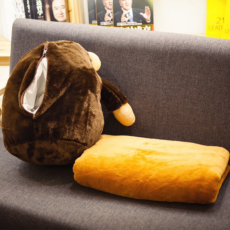 Tecknad gorilla kudde filt korall mjuka kuddar brun tupplur kudde sovkudde heminredning soffa kudde kudde