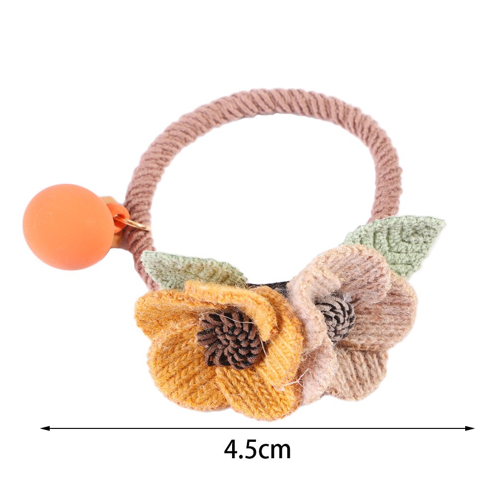 Elastic Women Girls Ponytail Holder Knitting Flowers Simple Hair Rope Hair Bands Cute Rubber Band Hair Ring Hair Tie Accessories