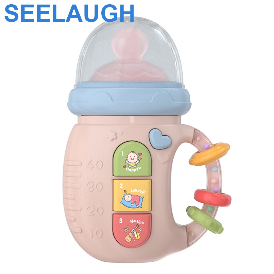 Seelaugh Multifunctionele Baby Telefoon Speelgoed Bijtring Rammelaar Elektronische Zuigfles Muziek Speelgoed Vroege Educatief Machine F: pink