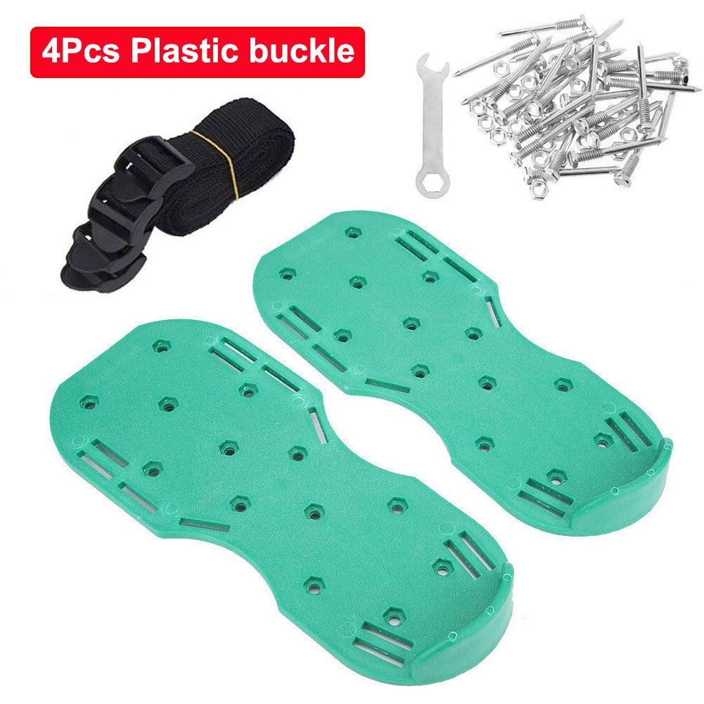 Gazon Beluchter Schoenen 4-8Pcs Verstelbare Bandjes Zware Spiked Sandalen Schoenen Met Metalen Gespen Voor Beluchten Gazon bodem Yard Gras: 4Pcs Plastic buckle