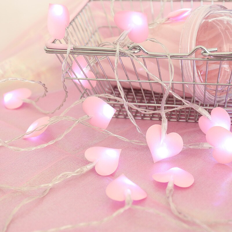 Merry Christmas 1.5M Colorful LED Snowflaker LED Garland String Lights Battery Powered Year Fairy Lights Garlands: love pink