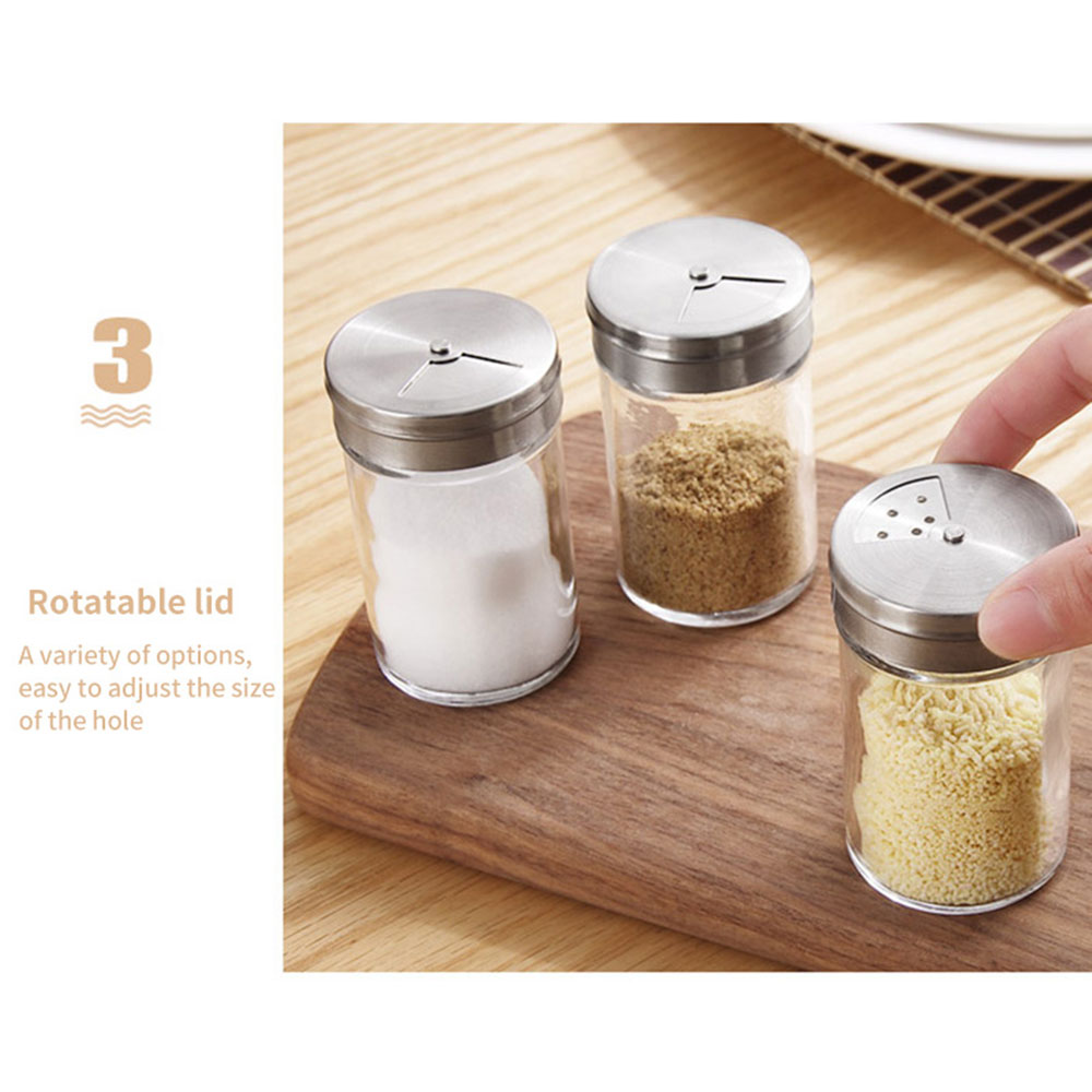 Kitchen Spice Jar Seasoning Box Kitchen Spice Glass Storage Bottle Jars Transparent Sugar Salt Pepper Cumin Powder Box Tool