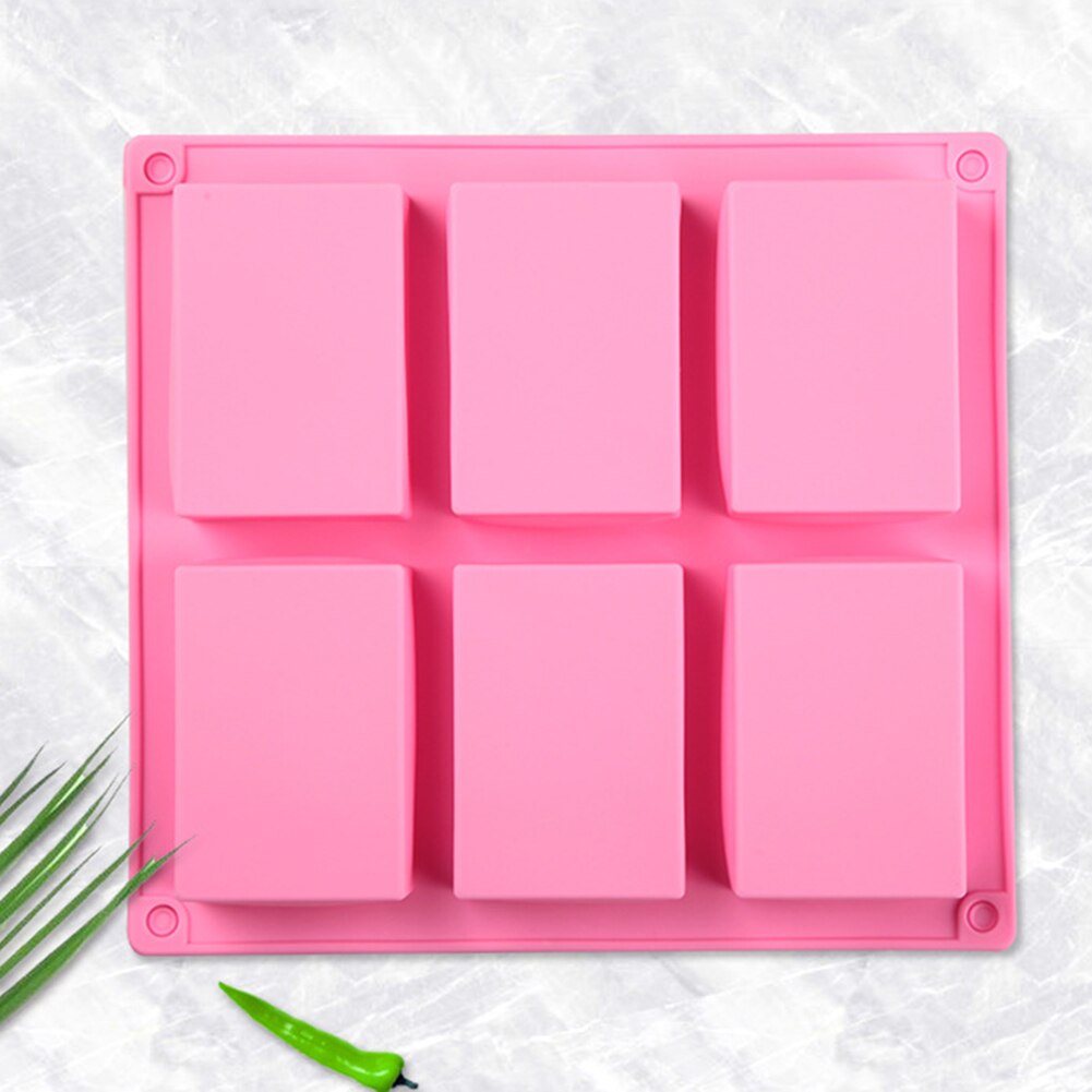 6 Cavity Silicone Handgemaakte Zeep Mold 3D Rechthoek Diy Craft Cakevormen Koekjes Cookies Mold Keuken Tool