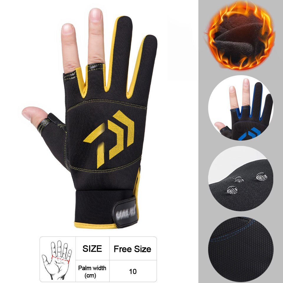 Männer Angeln Handschuhe Im Freien Nicht-slip Angeln Schutz Handschuhe Drei Finger Cut Sport Halbe Finger Handschuhe Angeln Wasserdicht: Type D Yellow