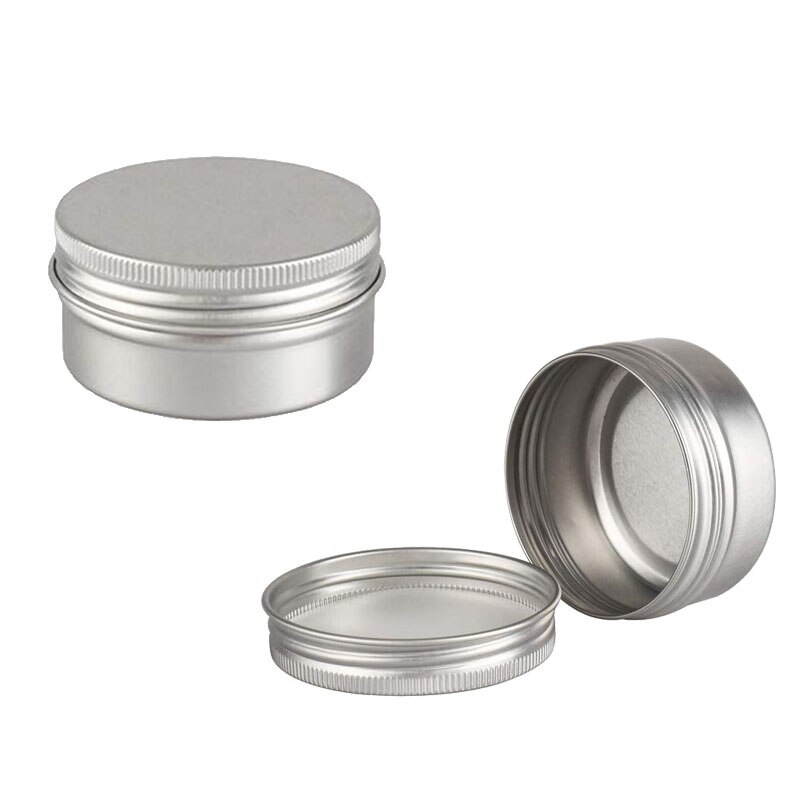 24 st 50g tomma metall aluminium rund plåt silver svart kosmetisk kräm burk kruka förvaring av kryddor ört behållare skruvgänga läpp