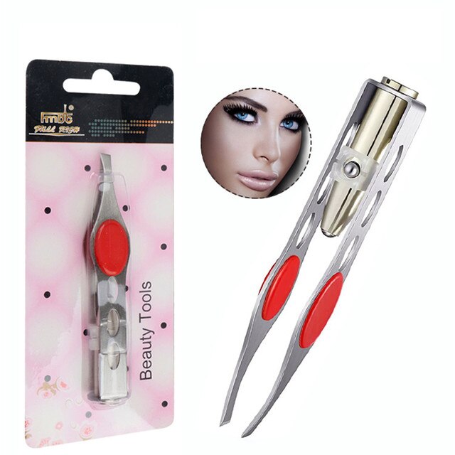 Dalse – pince à épiler avec lampe LED, Mini pince à épiler pour sourcils, maquillage, outils de beauté, épilation, coupe délicate: C