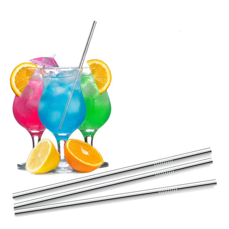 4 Uds 304 paja de acero inoxidable Metal reutilizable pajita para beber con cepillo limpiador para en casa Bar Accesorios