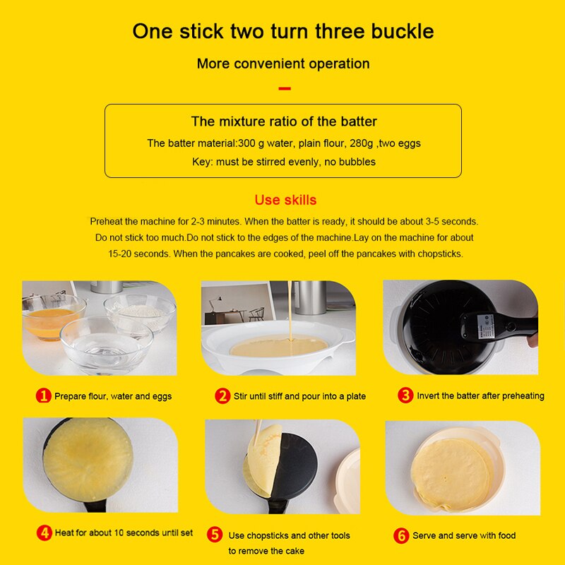 Máquina Eléctrica multifuncional para hacer tortitas, máquina antiadherente para hacer crepes, con rodillo de primavera para la piel, para el hogar