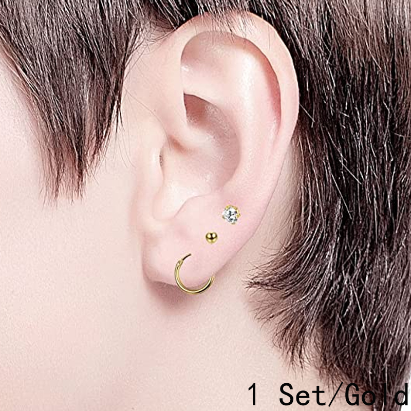 9 Paare/18 stücke edelstahl 2mm kleine ohrringe damen männer runde knorpel ohrringe einstellen