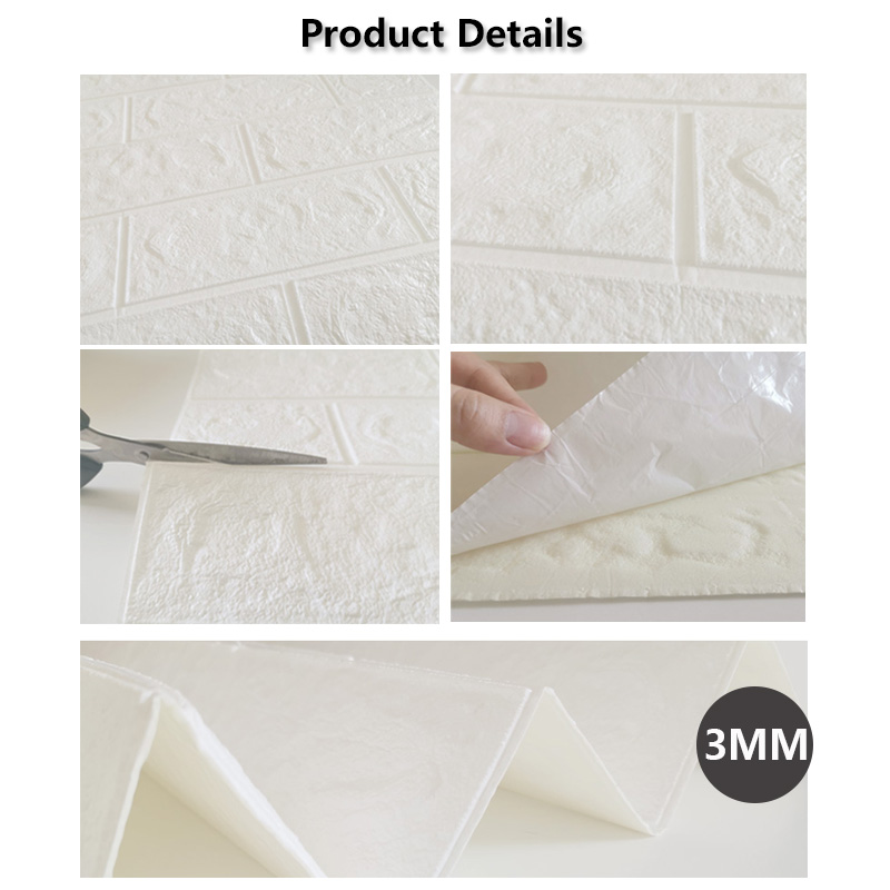 3D Wall Stickers Self-adhesive Wallpaper Brick Panels Waterproof Living Room Kitchen TV Backdrop Decor Bedroom Home Decoration