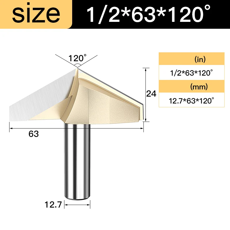 Tideway V Groove Router Bit 120 150 Degree Double Flutes Carving Bit Woodworking Tools Engraving Slotting Cutter for Wood CNC: 36mm